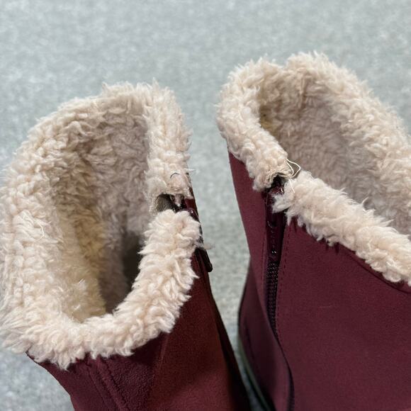 Birkenstock EUC Lille Suede Fleece Lined Boots Red Zip Up Womens 7 EU 38 Winter - Picture 12 of 15